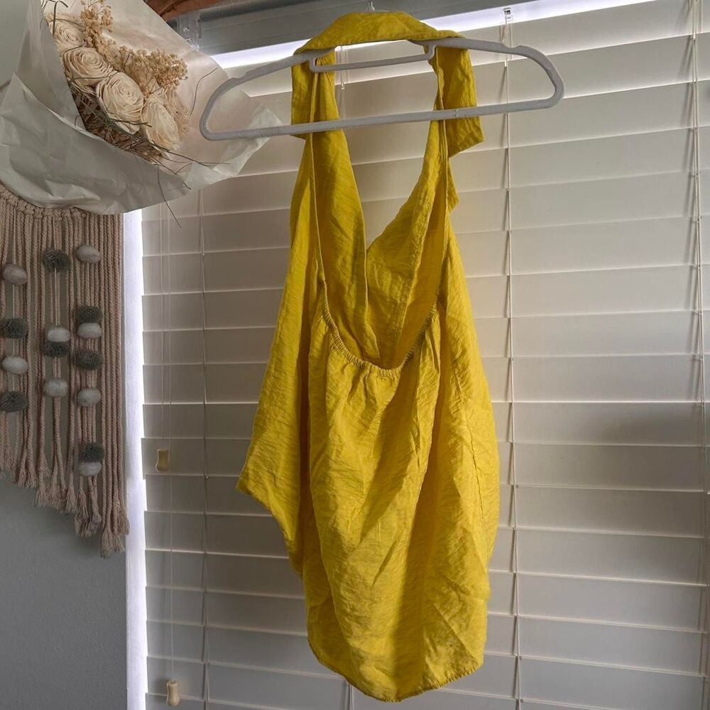Anthropologie Dylon yellow collar Wide Placket Halter Top Size Small - Picture 4 of 7
